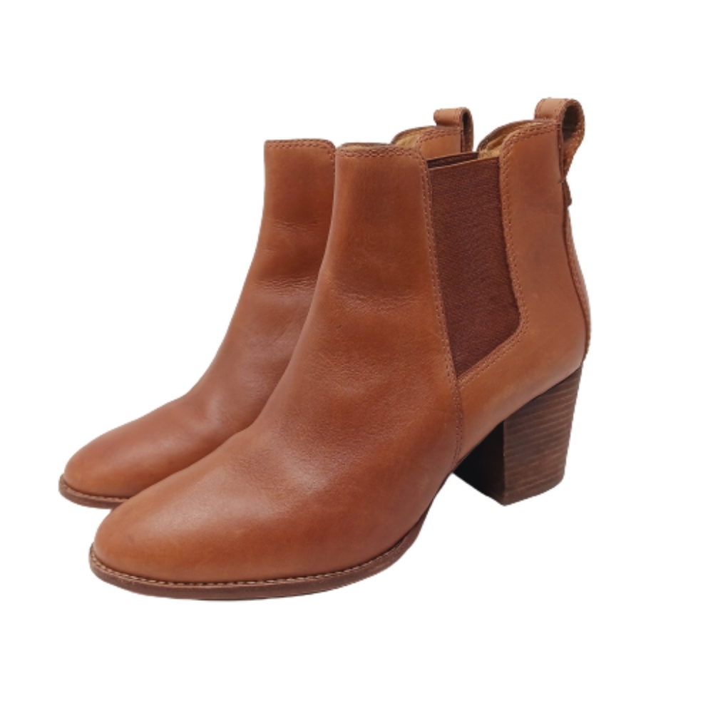 Madewell The Regan Boot Leather Pull-On Chelsea Boots in English Saddle Size 8.5